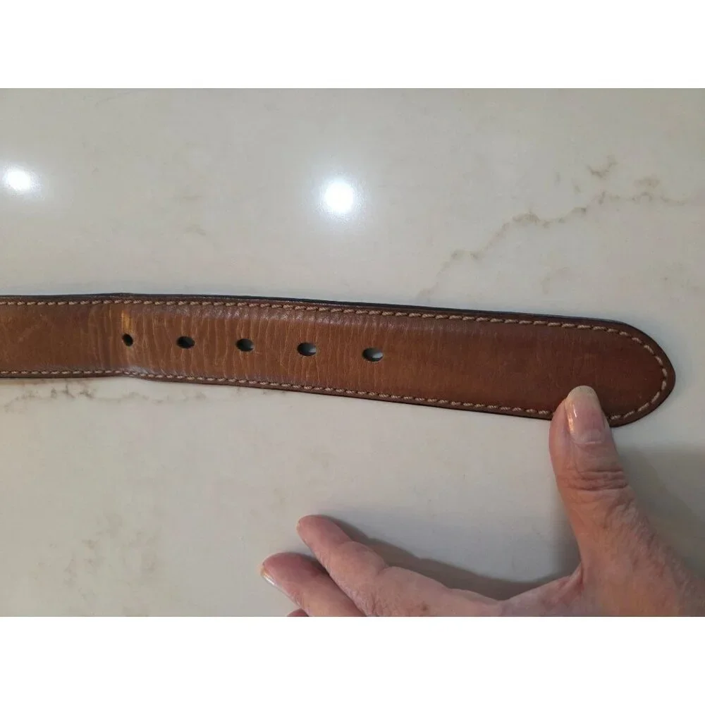 Fossil Mens Aiden Belt Sz 44‎ Deep  Brown Genuine Leather Antique Nickle Buckle